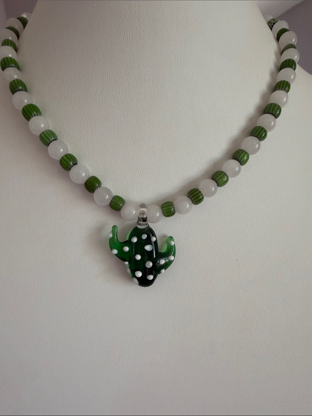 Audrey Limoges Collection Green Cactus Necklace